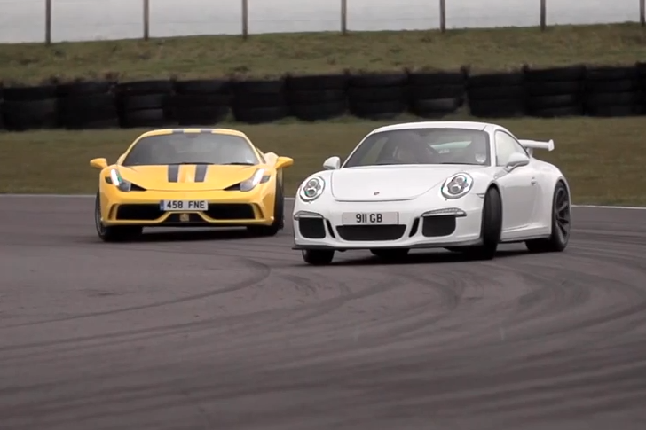 Ferrari 458 Speciale Porsche 911 GT3 Chris Harris on Cars Anglesey Circuit 01