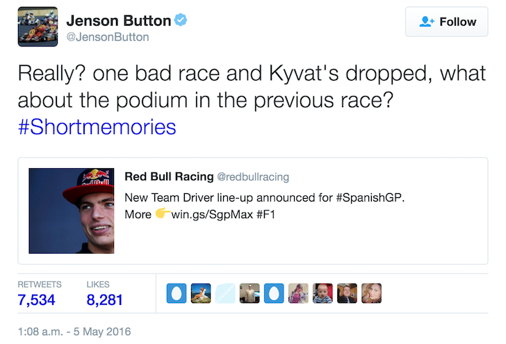 Jenson Button McLaren Twitter